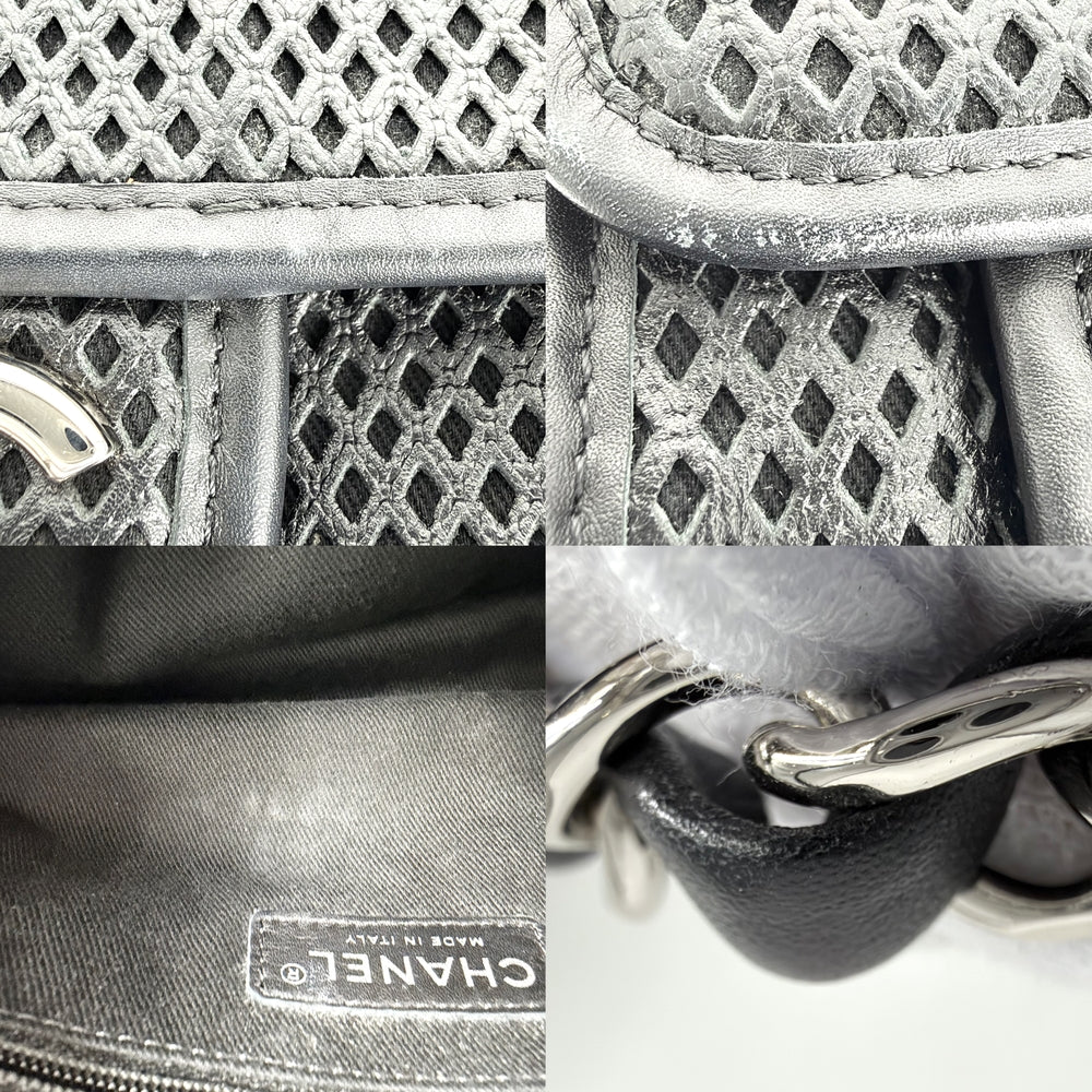 CHANEL シャネル ショルダーバッグ フレンチリビエラ パンチング ココマーク ダブルチェーン A67652 レザー ブラック 黒 シルバー金具 レディース【中古品】