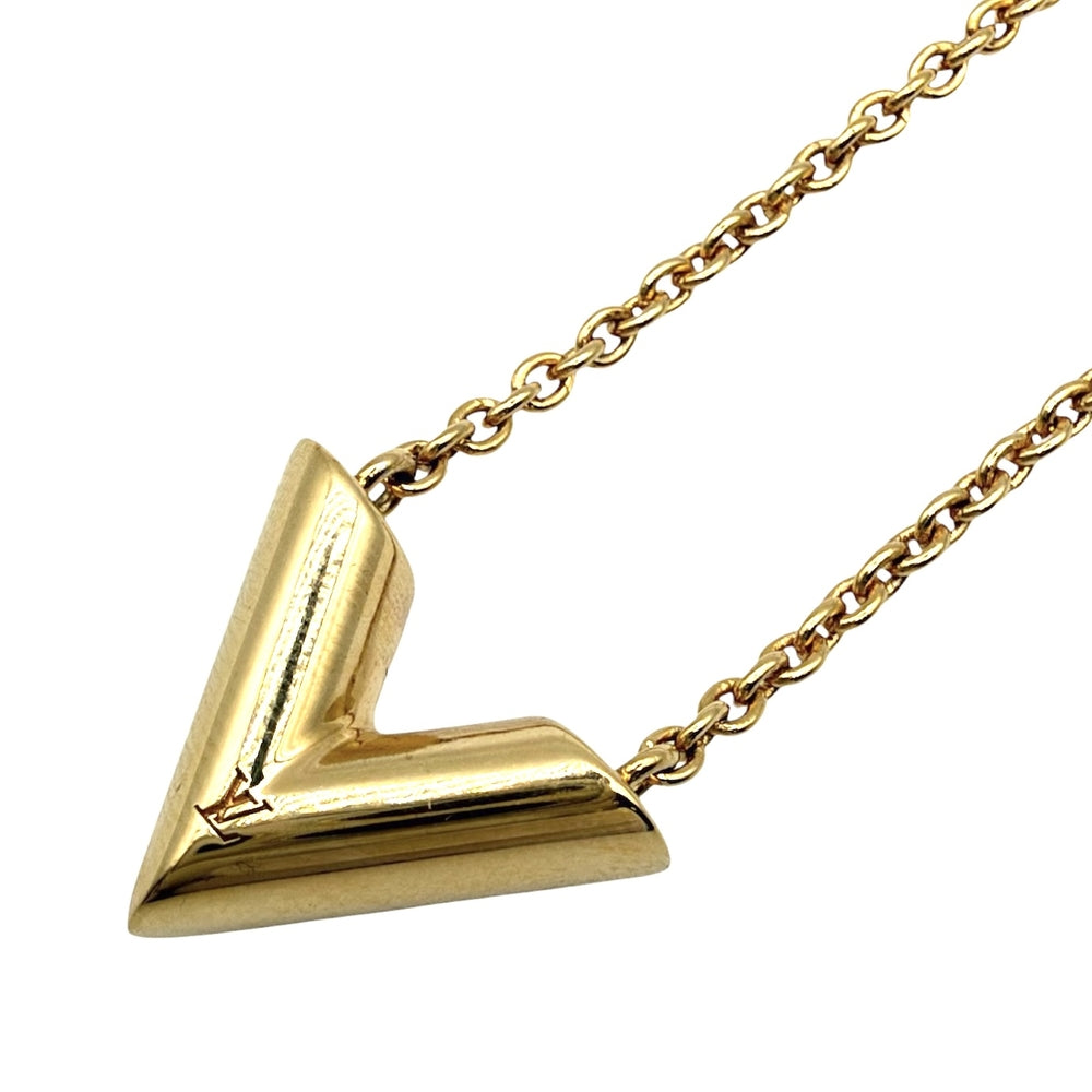 LOUIS VUITTON ルイヴィトン ネックレス エセンシャル V ペンダント アクセサリー 真鍮 M00857 ゴールド ユニセックス 約9.3g【中古品】