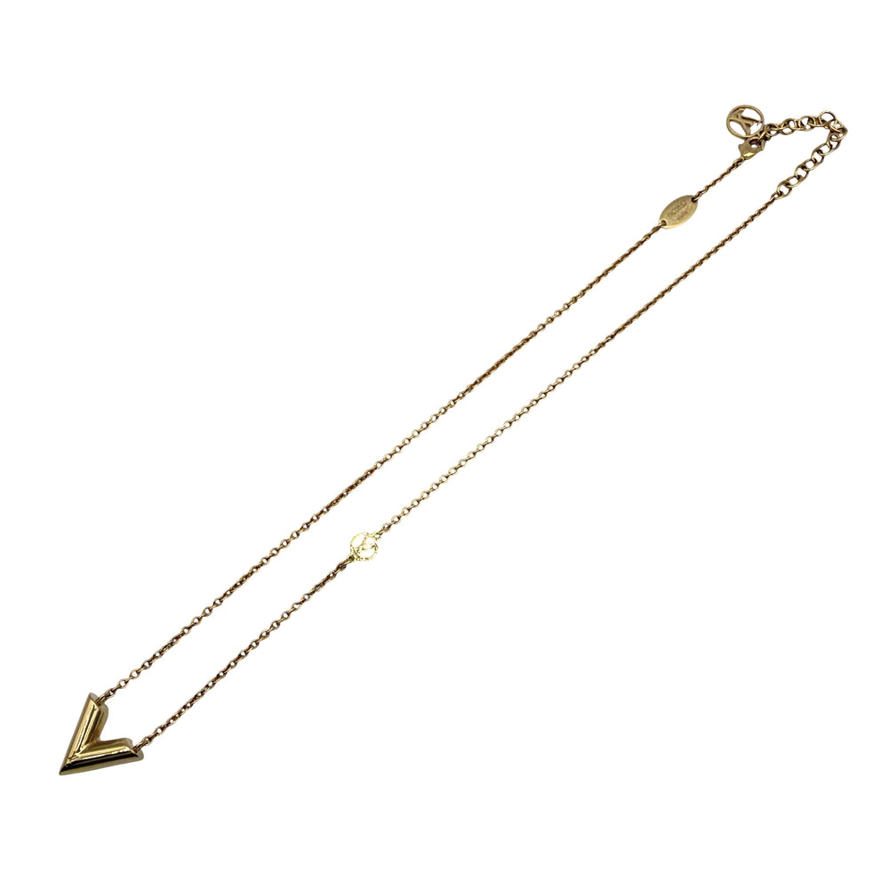 LOUIS VUITTON ルイヴィトン ネックレス エセンシャル V ペンダント アクセサリー 真鍮 M00857 ゴールド ユニセックス 約9.3g【中古品】