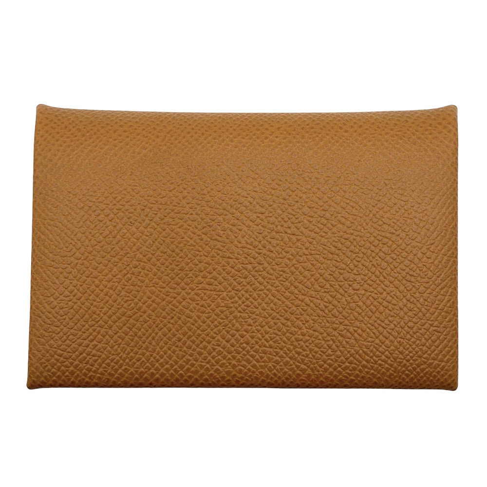 HERMES エルメス カードケース カルヴィ コインケース 名刺入れ 小銭入れ 小物 W刻印 ヴォーエプソン ブラウン 茶 シルバー金具 メンズ 2024年【中古品】