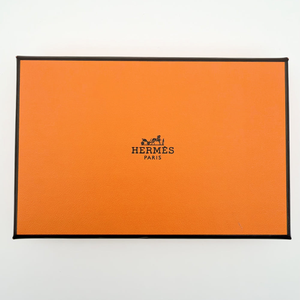 HERMES エルメス カードケース カルヴィ コインケース 名刺入れ 小銭入れ 小物 W刻印 ヴォーエプソン ブラウン 茶 シルバー金具 メンズ 2024年【中古品】