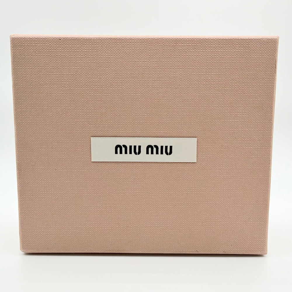 MIUMIU ミュウミュウ ブレスレット ロゴ ミニサテンポーチ リストポーチ レザー ブラック 黒 ゴールド金具 レディース【中古品】