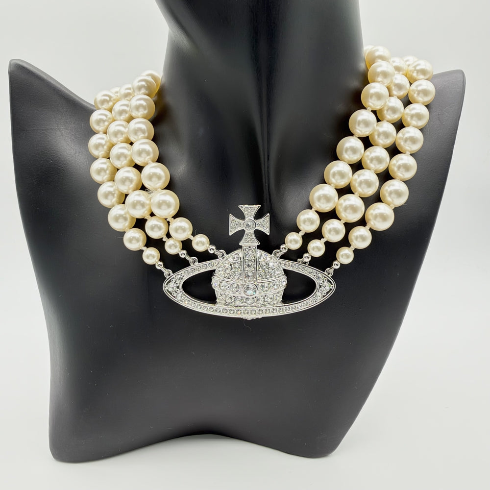 Vivienne Westwood ヴィヴィアンウエストウッド ネックレス パール アクセサリー チョーカー フェイクパール レディース 約141.6g【中古品】