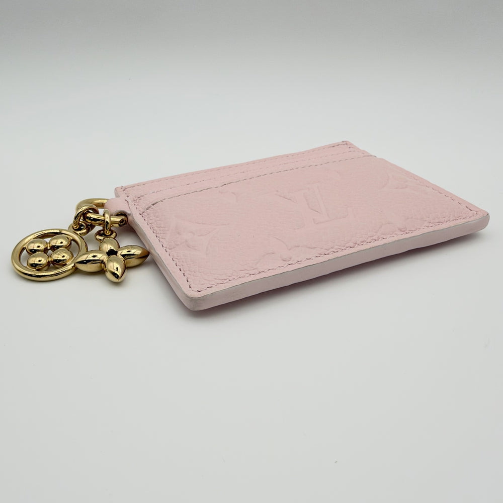 LOUIS VUITTON ルイヴィトン カードケース モノグラムアンプラント ポルトカルトLVチャーム パスケース M27888 モノグラムアンプラント ピンク ゴールド金具 レディース【中古品】