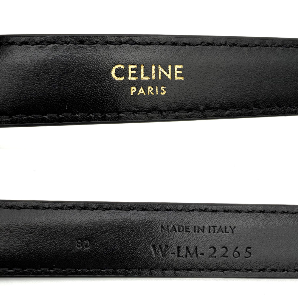 CELINE セリーヌ ベルト スモール トリオンフ ファッションアイテム レザー ブラック 黒 ゴールド金具 レディース【中古品】