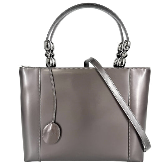 Christian Dior クリスチャンディオール ハンドバッグ マリスパール レザー ブラウン系 ガンメタル金具 レディース【中古品】