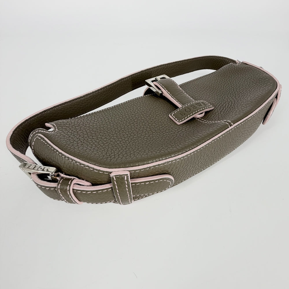LOEWE ロエベ ショルダーバッグ センダ ワンショルダーバッグ ハンドバッグ 鞄 かばん レザー カーキ ピンク シルバー金具 レディース【中古品】