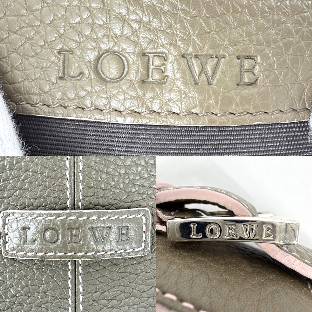 LOEWE ロエベ ショルダーバッグ センダ ワンショルダーバッグ ハンドバッグ 鞄 かばん レザー カーキ ピンク シルバー金具 レディース【中古品】