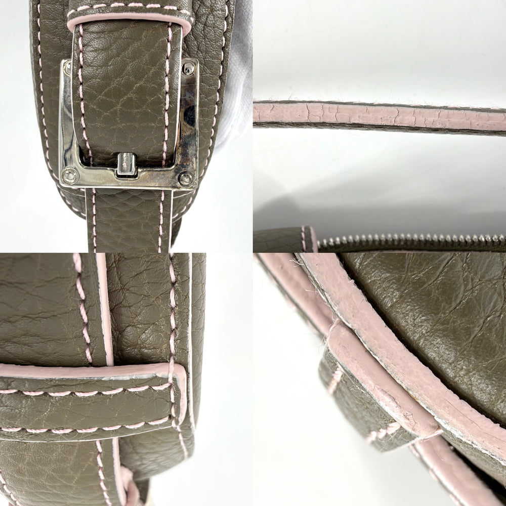 LOEWE ロエベ ショルダーバッグ センダ ワンショルダーバッグ ハンドバッグ 鞄 かばん レザー カーキ ピンク シルバー金具 レディース【中古品】