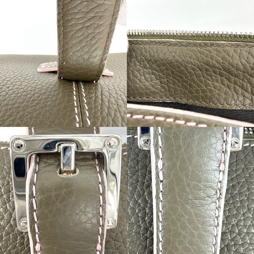 LOEWE ロエベ ショルダーバッグ センダ ワンショルダーバッグ ハンドバッグ 鞄 かばん レザー カーキ ピンク シルバー金具 レディース【中古品】