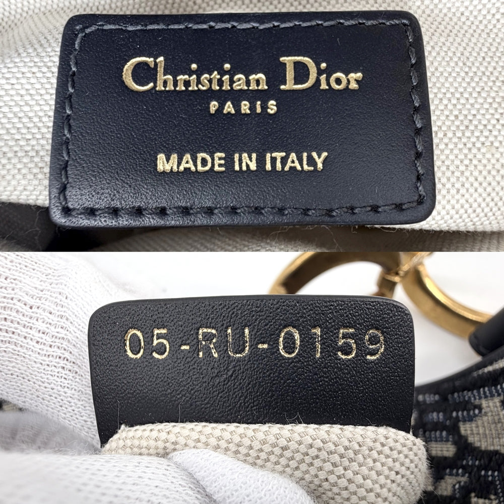 Dior ディオール 2WAY オブリーク サドルバッグ ショルダーバッグ ハンドバッグ キャンバス ベージュ ネイビー 紺 ゴールド金具 レディース【中古品】