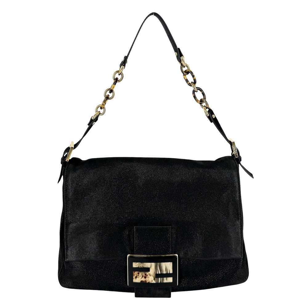 FENDI フェンディ ハンドバッグ ビッグマンマバケット 8BR638 レザー ブラック 黒 ゴールド金具 レディース【中古品】