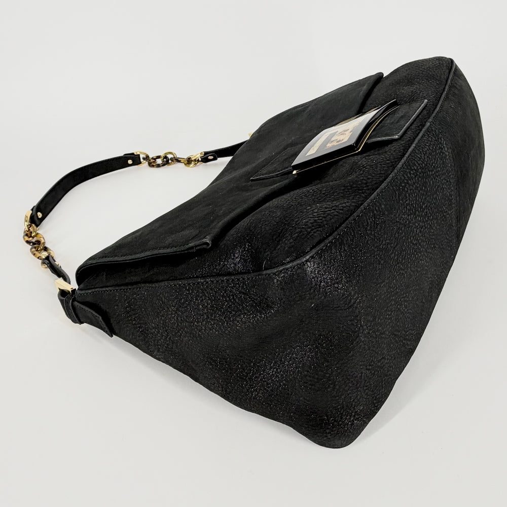 FENDI フェンディ ハンドバッグ ビッグマンマバケット 8BR638 レザー ブラック 黒 ゴールド金具 レディース【中古品】