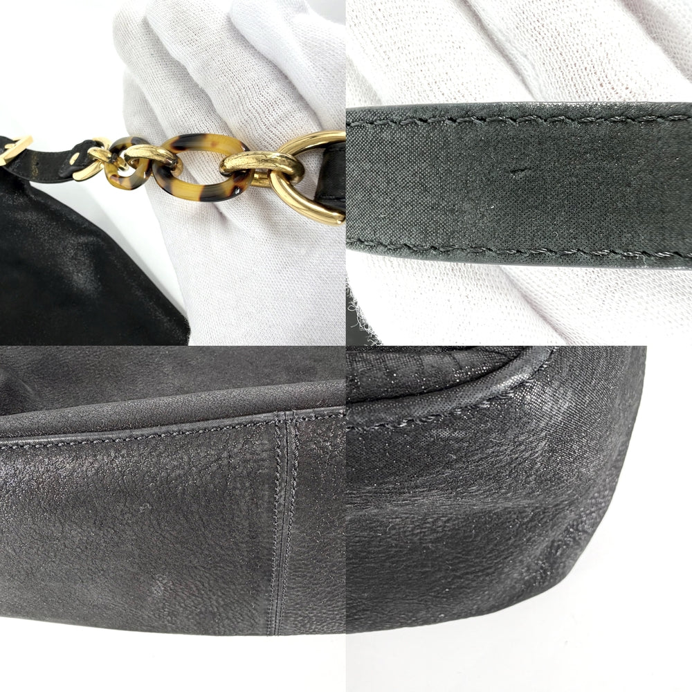 FENDI フェンディ ハンドバッグ ビッグマンマバケット 8BR638 レザー ブラック 黒 ゴールド金具 レディース【中古品】