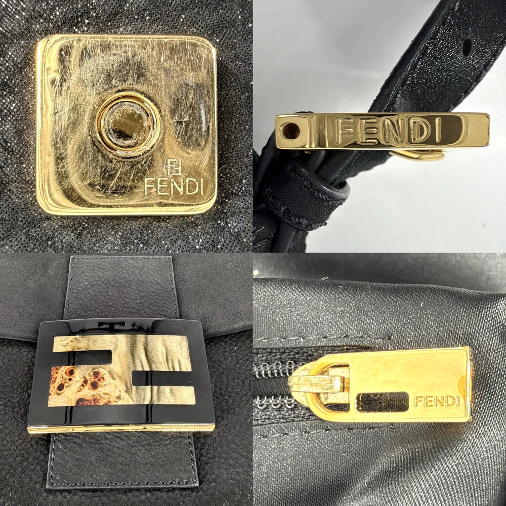 FENDI フェンディ ハンドバッグ ビッグマンマバケット 8BR638 レザー ブラック 黒 ゴールド金具 レディース【中古品】