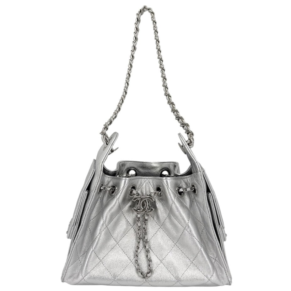CHANEL シャネル ハンドバッグ チェーンショルダーバッグ ココマーク 鞄 かばん キャビアスキン シルバー シルバー金具 レディース【中古品】