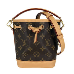 LOUIS VUITTON ルイヴィトン 2WAY ナノノエ ショルダーバッグ ハンドバッグ モノグラムキャンバス M81266 PVCコーティングキャンバス レザー ブラウン 茶 ゴールド金具 レディース【中古品】