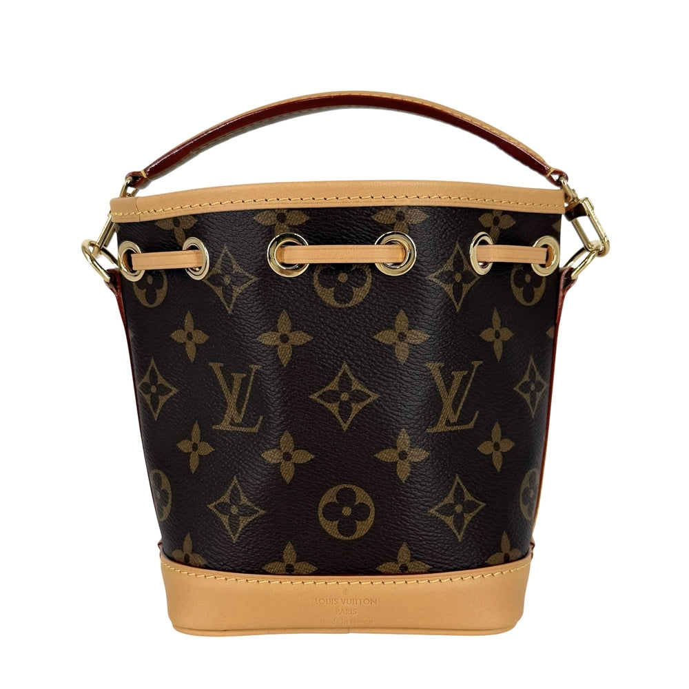 LOUIS VUITTON ルイヴィトン 2WAY ナノノエ ショルダーバッグ ハンドバッグ モノグラムキャンバス M81266 PVCコーティングキャンバス レザー ブラウン 茶 ゴールド金具 レディース【中古品】