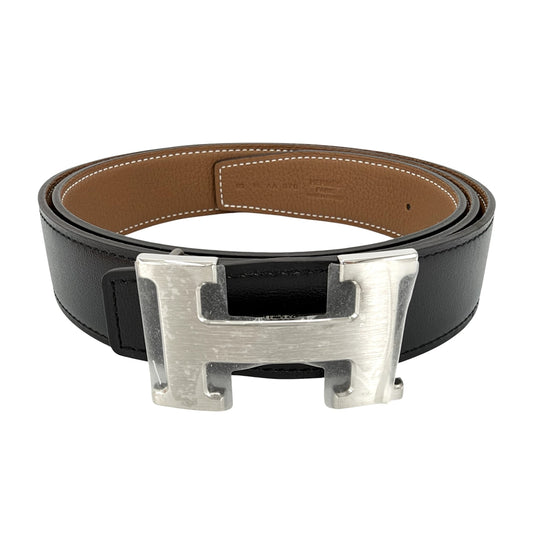 HERMES エルメス ベルト コンスタンス リバーシブル ファッションアイテム 95サイズ 小物 W刻印 レザー ブラック 黒 ブラウン 茶 シルバー金具 レディース 2024年【中古品】
