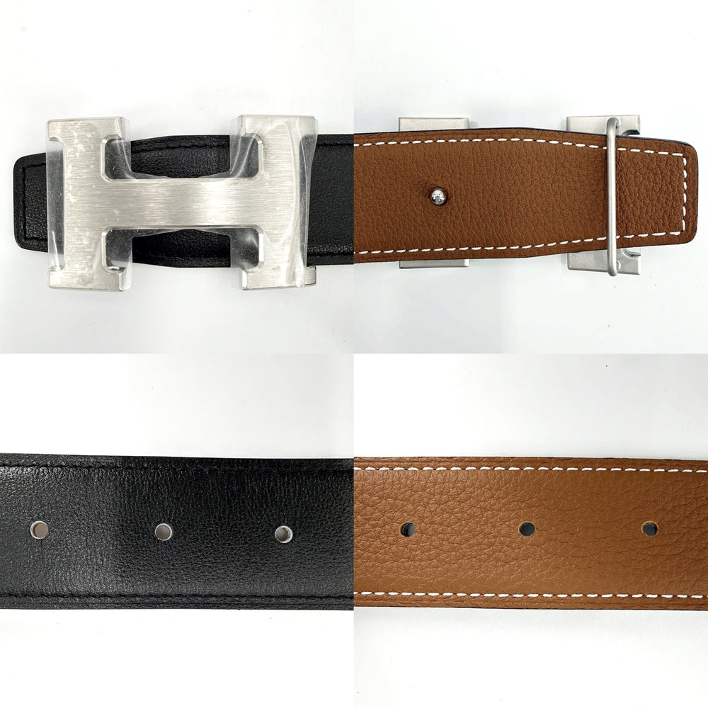 HERMES エルメス ベルト コンスタンス リバーシブル ファッションアイテム 95サイズ 小物 W刻印 レザー ブラック 黒 ブラウン 茶 シルバー金具 レディース 2024年【中古品】