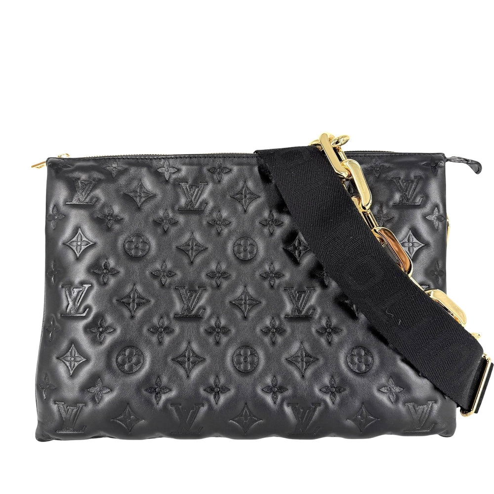 LOUIS VUITTON ルイヴィトン 2WAY クッサンMM モノグラム エンボス ショルダーバッグ クラッチバッグ M21264 レザー ブラック 黒 ゴールド金具 レディース【中古品】