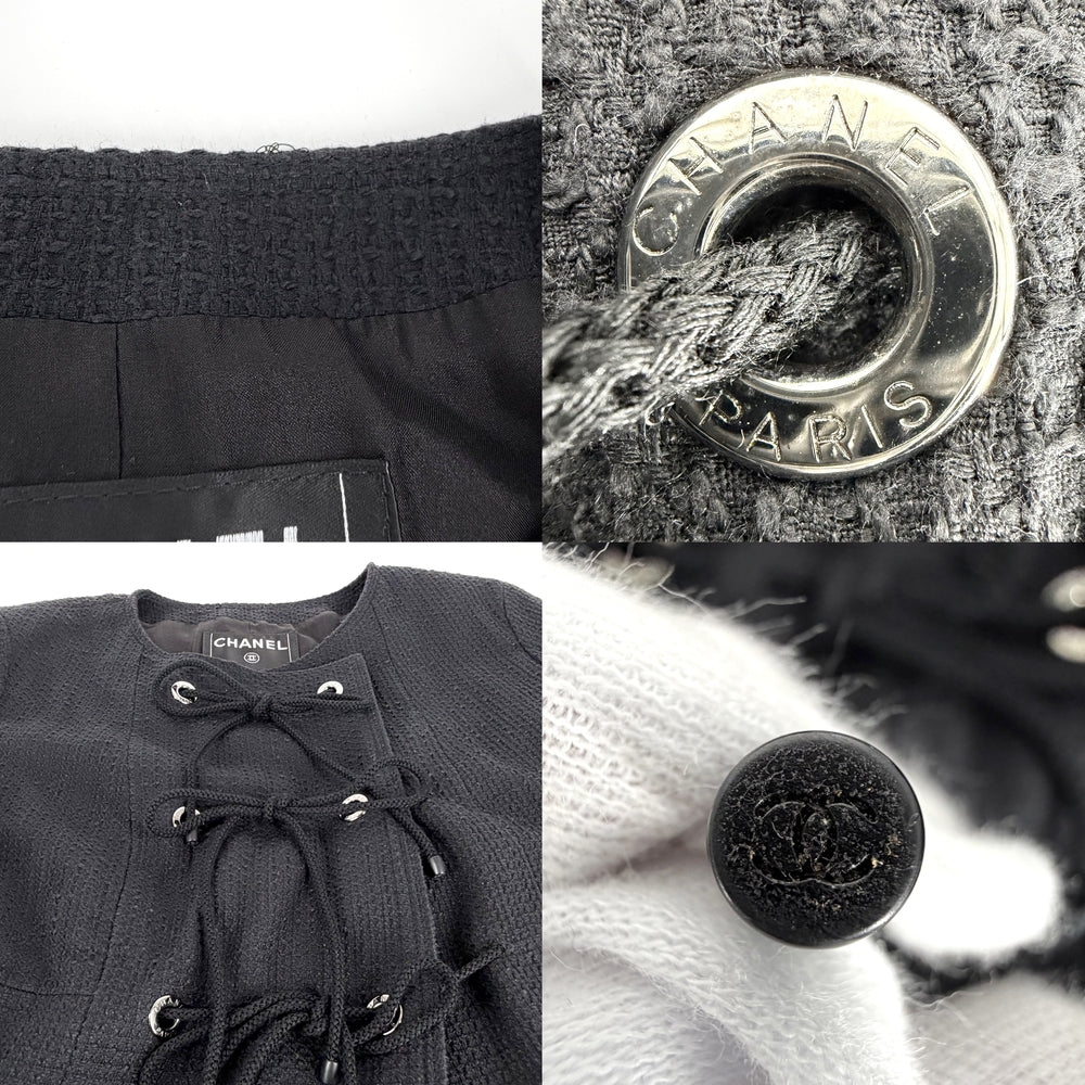 CHANEL シャネル セットアップ クルーズ ジャケット スカート アパレル 服 36 ブラック 黒 ゴールド金具 秋 冬 コットン レディース【中古品】