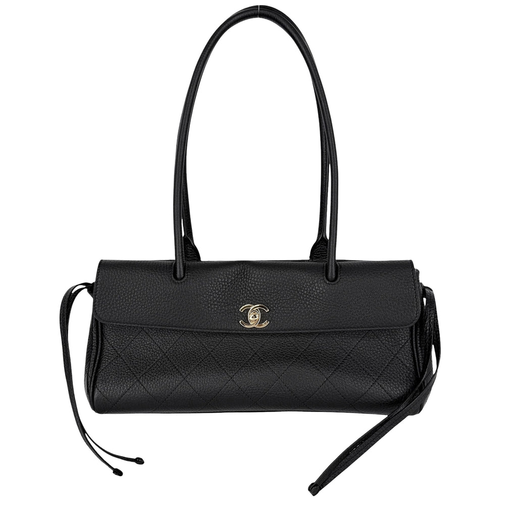 CHANEL シャネル トートバッグ スモール ショッピングバッグ ココマーク レザー ブラック 黒 ゴールド金具 レディース【中古品】