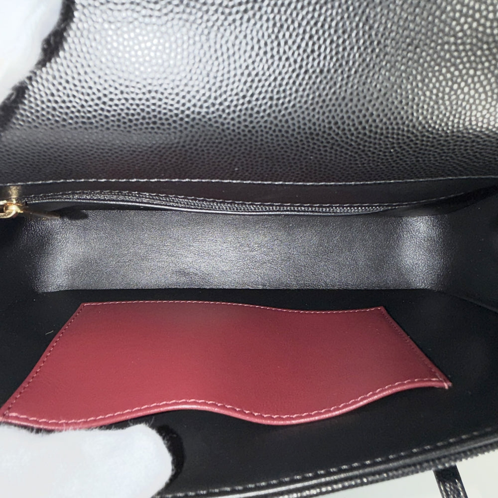 CHANEL シャネル ショルダーバッグ スモールフラップバッグ ココマーク キャビアスキン レザー ブラック 黒 ゴールド金具 レディース【中古品】