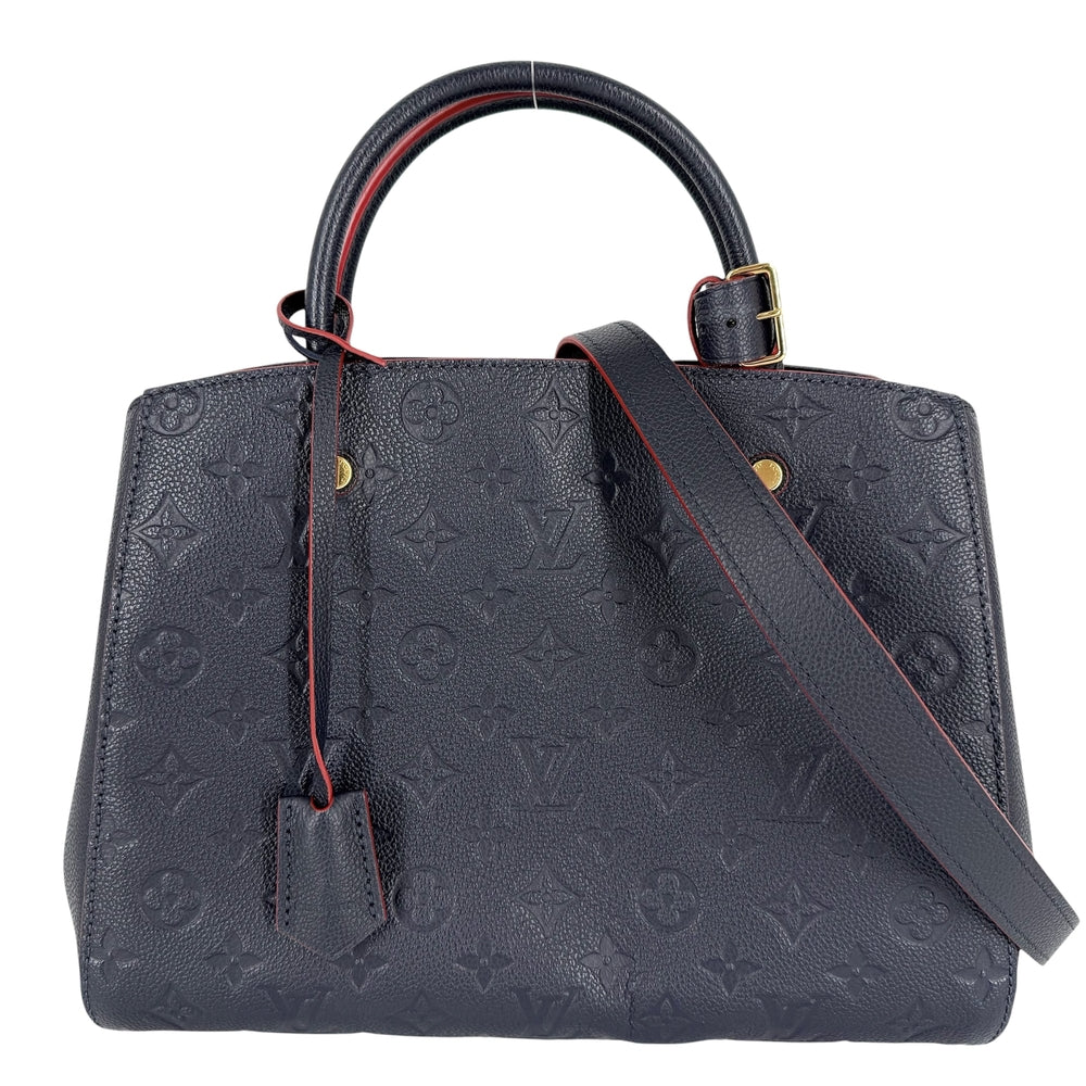 LOUIS VUITTON ルイヴィトン 2WAY モノグラムアンプラント モンテーニュMM ショルダーバッグ ハンドバッグ M42746 レザー ネイビー 紺 ゴールド金具 レディース【中古品】