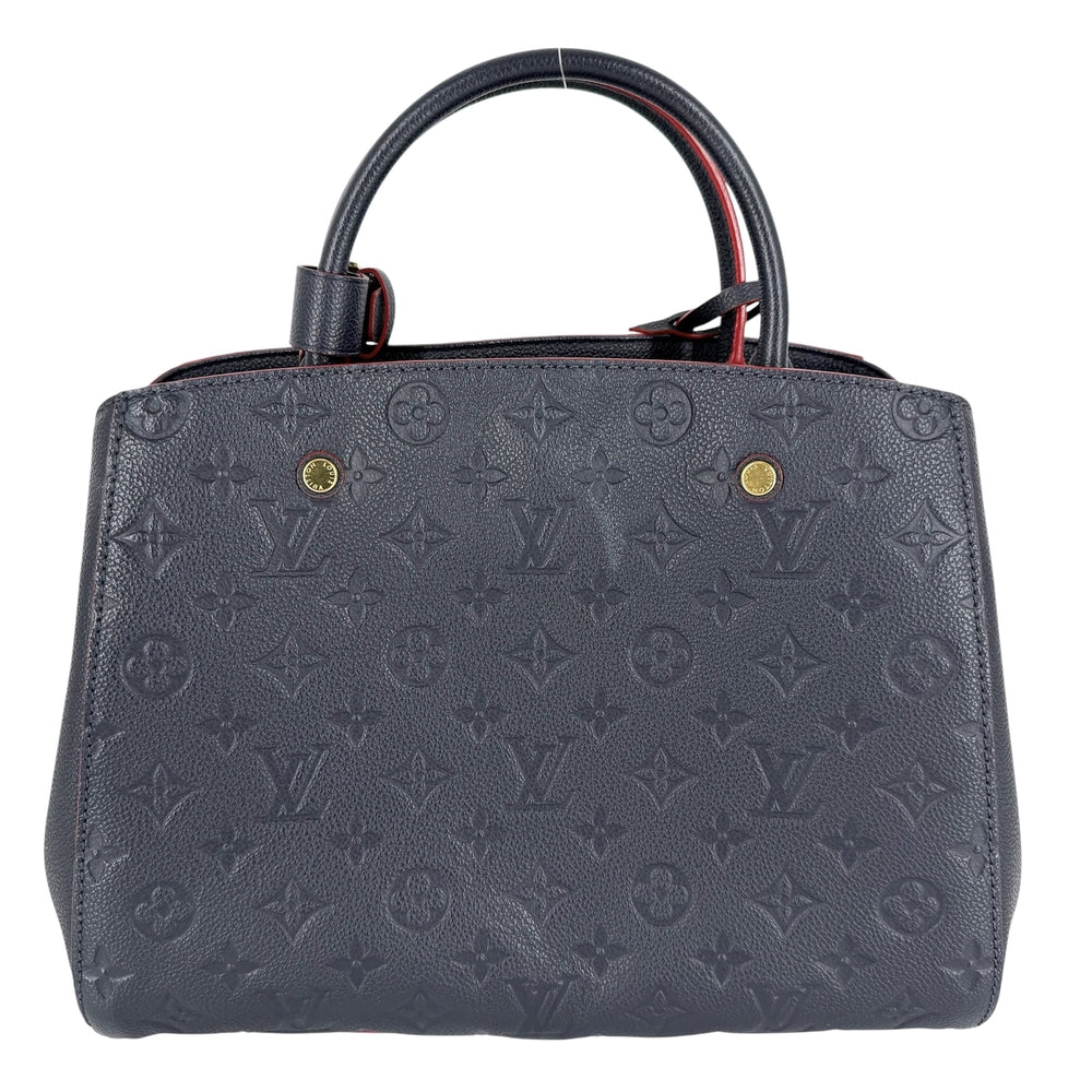LOUIS VUITTON ルイヴィトン 2WAY モノグラムアンプラント モンテーニュMM ショルダーバッグ ハンドバッグ M42746 レザー ネイビー 紺 ゴールド金具 レディース【中古品】