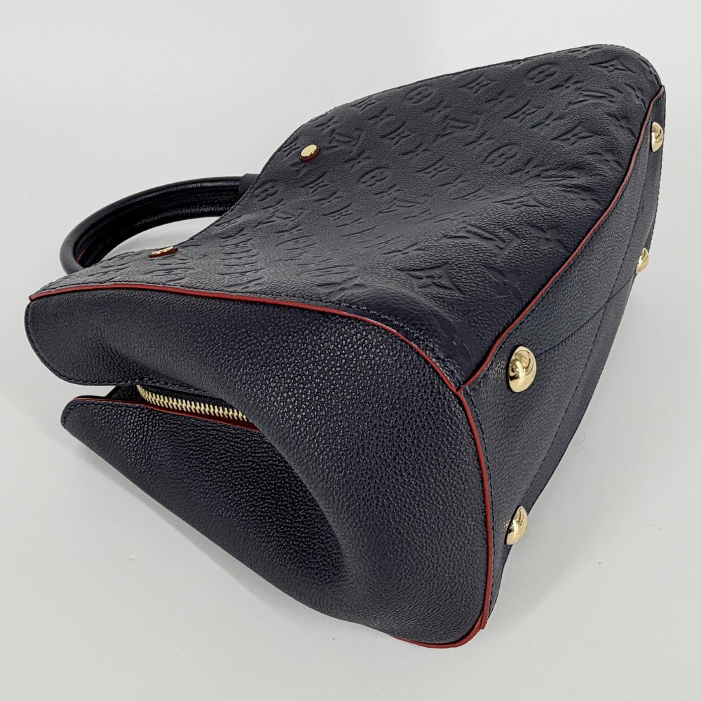 LOUIS VUITTON ルイヴィトン 2WAY モノグラムアンプラント モンテーニュMM ショルダーバッグ ハンドバッグ M42746 レザー ネイビー 紺 ゴールド金具 レディース【中古品】