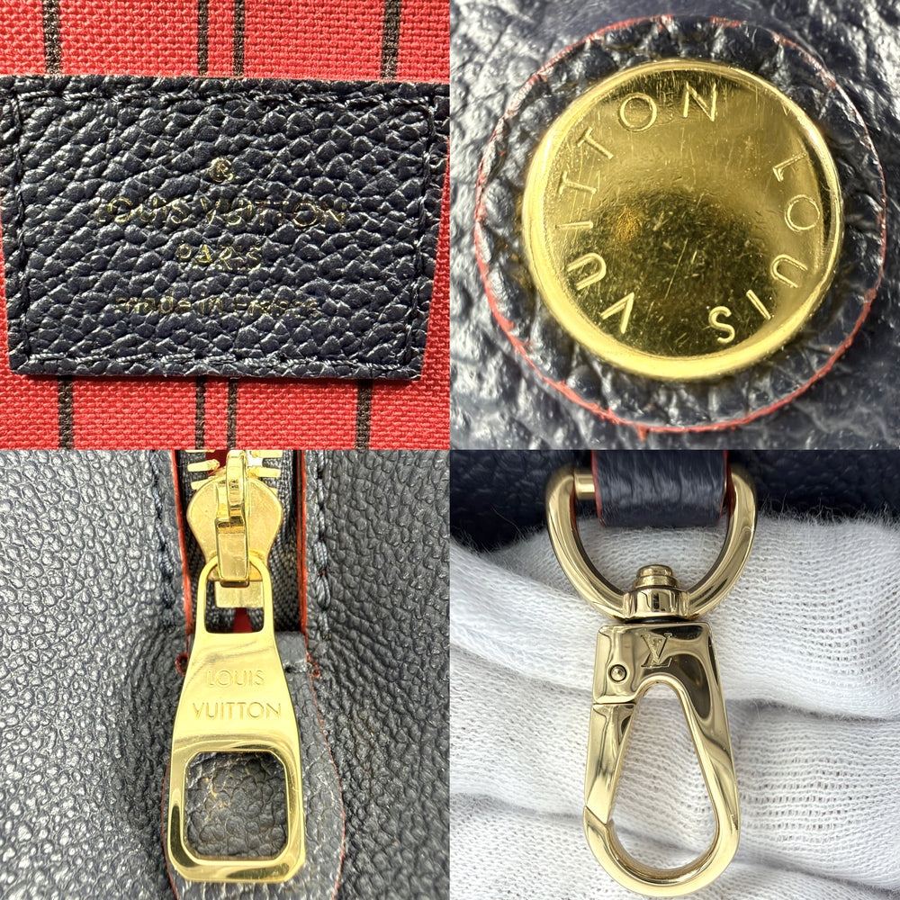 LOUIS VUITTON ルイヴィトン 2WAY モノグラムアンプラント モンテーニュMM ショルダーバッグ ハンドバッグ M42746 レザー ネイビー 紺 ゴールド金具 レディース【中古品】