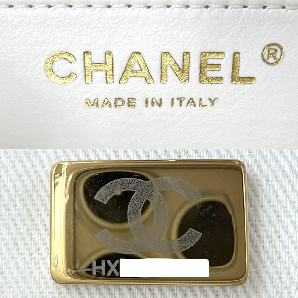 CHANEL シャネル リュック マトラッセ チェーンリュック バックパック キャビアスキン ホワイト 白 ゴールド金具 レディース【中古品】