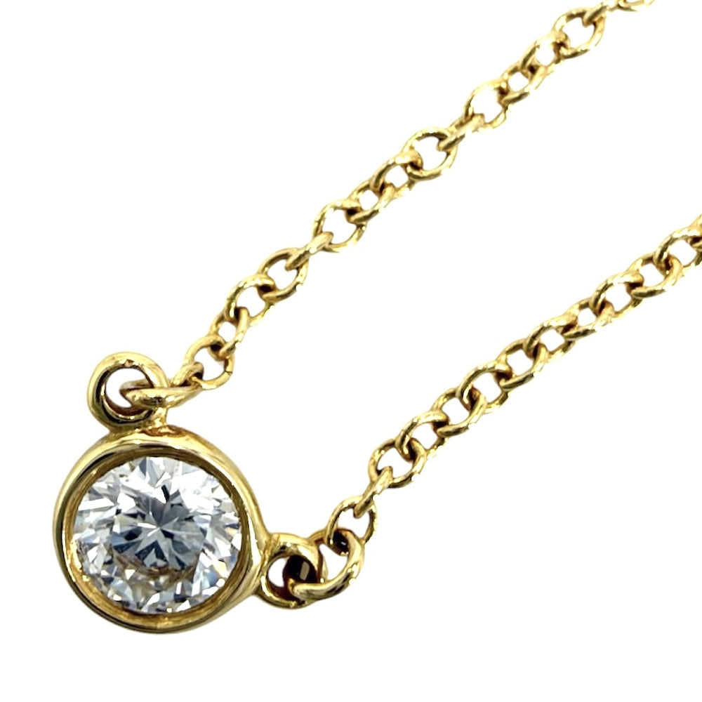 TIFFANY&Co. ティファニー ネックレス バイザヤード シングルダイヤモンドペンダント ジュエリー アクセサリー 一粒ダイヤ 18金YG Au750 K18イエローゴールド ダイヤモンド レディース 約1.8g【中古品】