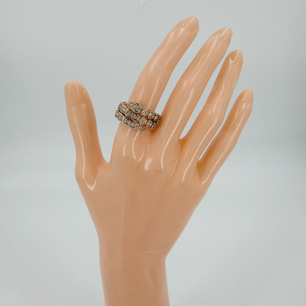 BVLGARI ブルガリ 指輪 セルペンティ ヴァイパー ジュエリー リング フルパヴェ Au750 18金PG Mサイズ K18ピンクゴールド ダイヤモンド 約10号 レディース 約11.6g【中古品】
