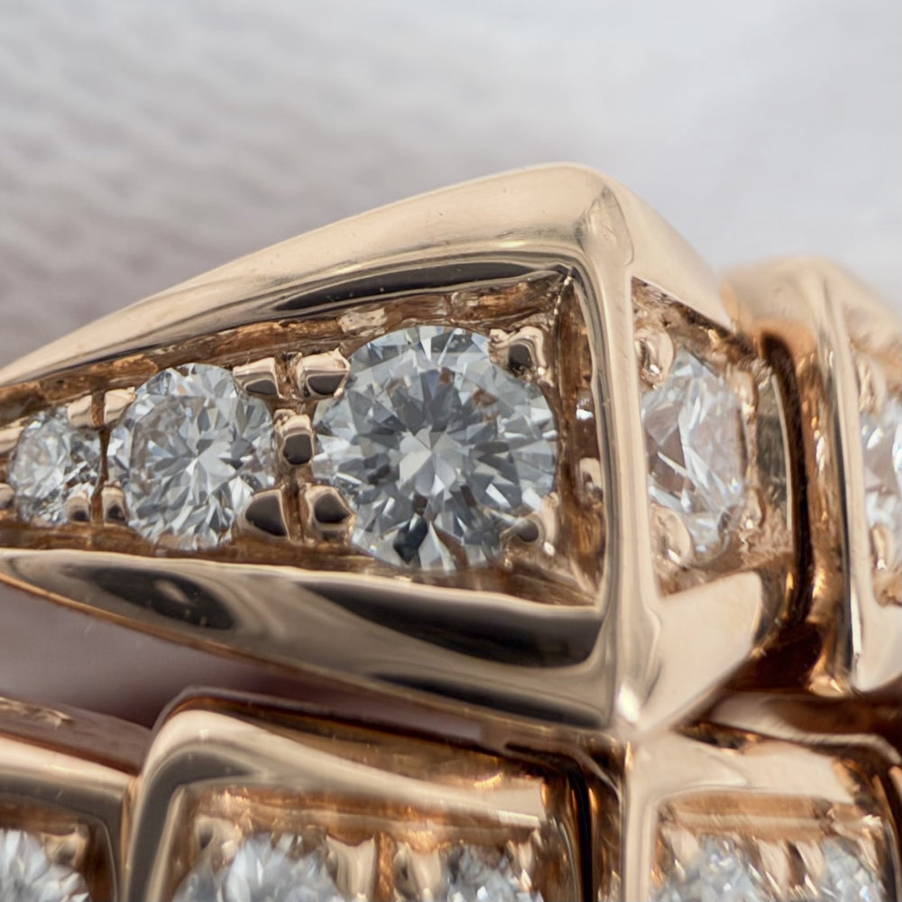 BVLGARI ブルガリ 指輪 セルペンティ ヴァイパー ジュエリー リング フルパヴェ Au750 18金PG Mサイズ K18ピンクゴールド ダイヤモンド 約10号 レディース 約11.6g【中古品】