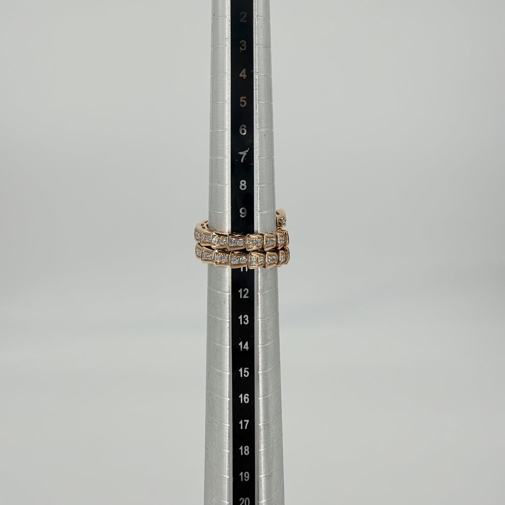 BVLGARI ブルガリ 指輪 セルペンティ ヴァイパー ジュエリー リング フルパヴェ Au750 18金PG Mサイズ K18ピンクゴールド ダイヤモンド 約10号 レディース 約11.6g【中古品】