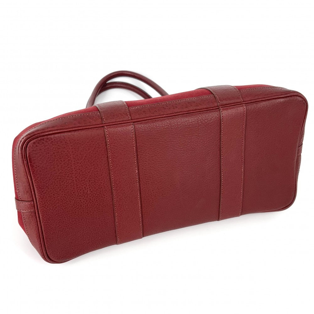 【開店SALE】 HERMES エルメス ハンドバッグ ガーデンパーティPM トートバッグ 鞄 かばん □J刻印 キャンバス レザー ボルドー ピンクパープル シルバー金具 レディース 2006年【中古品】