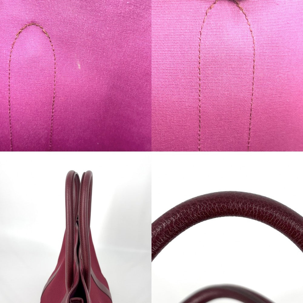 【開店SALE】 HERMES エルメス ハンドバッグ ガーデンパーティPM トートバッグ 鞄 かばん □J刻印 キャンバス レザー ボルドー ピンクパープル シルバー金具 レディース 2006年【中古品】
