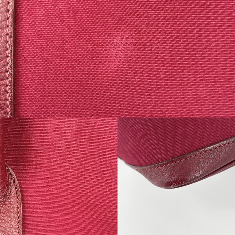 【開店SALE】 HERMES エルメス ハンドバッグ ガーデンパーティPM トートバッグ 鞄 かばん □J刻印 キャンバス レザー ボルドー ピンクパープル シルバー金具 レディース 2006年【中古品】