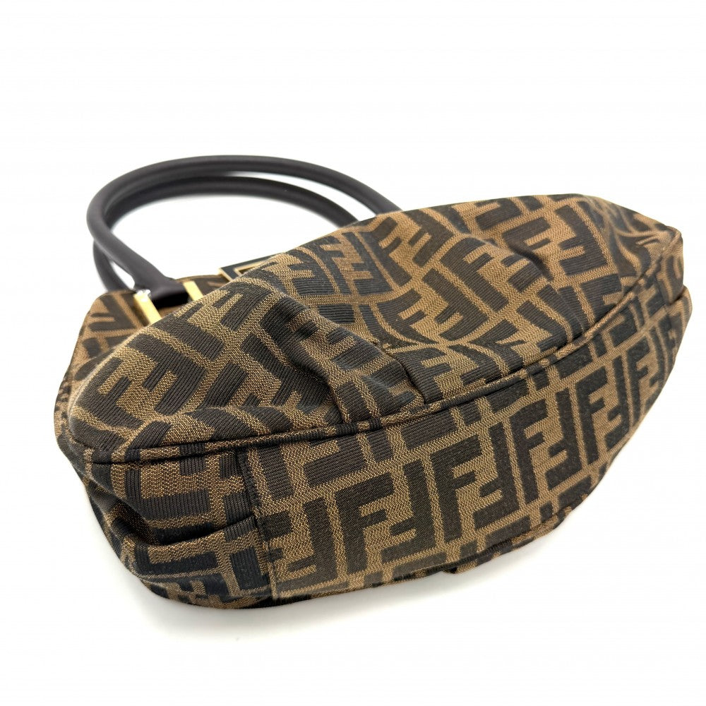FENDI フェンディ ハンドバッグ ズッカ 8BR674 キャンバス レザー ブラウン 茶 ゴールド金具 レディース【中古品】