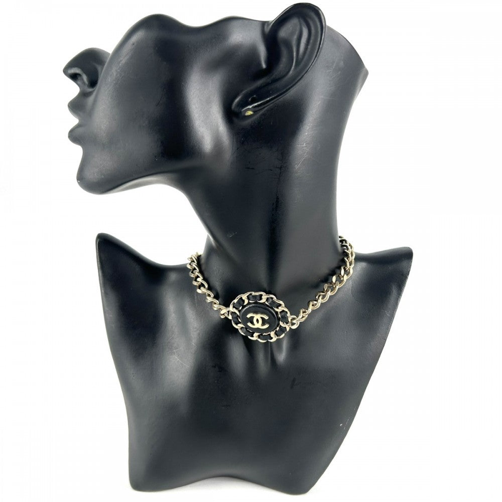 【開店SALE】 CHANEL シャネル ネックレス チェーンデザイン ココマーク アクセサリー チョーカー GP レザー B16B ブラック 黒 ゴールド金具 レディース 約60.3g 2016年【中古品】