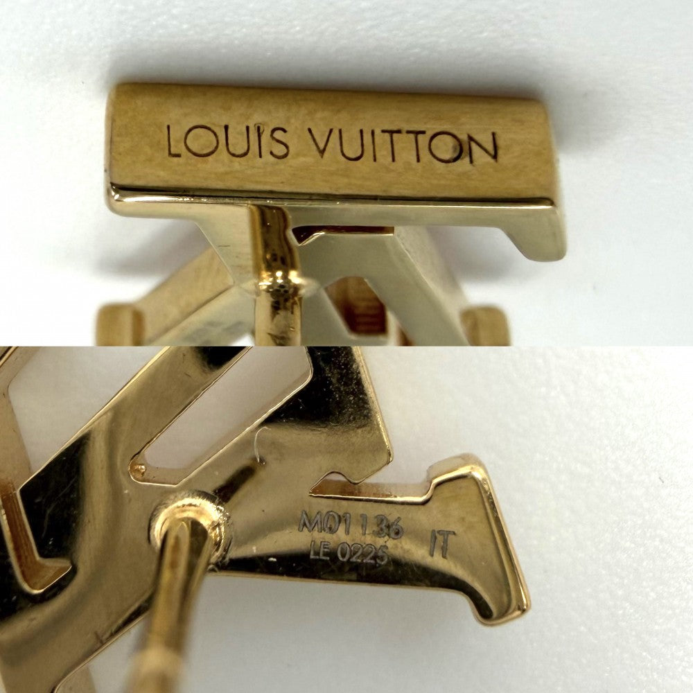 LOUIS VUITTON ルイヴィトン ピアス LV アイコニック アクセサリー 真鍮 エナメル M01136 ライトピンク ゴールド レディース 約3.2g【中古品】