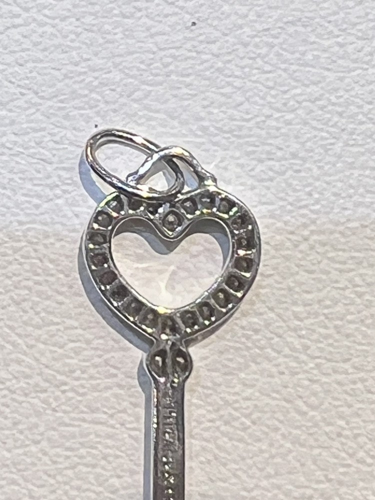 TIFFANY&Co. ティファニー ペンダントトップ ハート キーモチーフ ジュエリー アクセサリー Pt950プラチナ ダイヤモンド レディース 約1.4g【中古品】