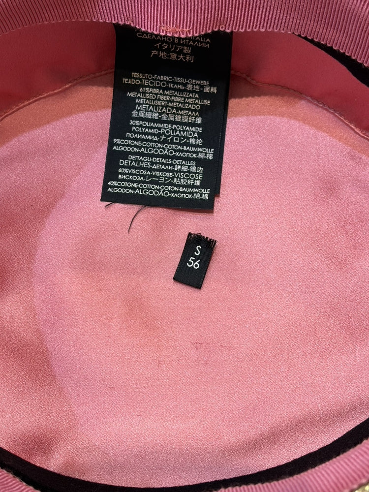 GUCCI グッチ 帽子 パピエハット ストローハット ラメファブリック Bee S56サイズ ファッションアイテム 454667 ファブリック ナイロン コットン ゴールド ゴールド金具 レディース【中古品】